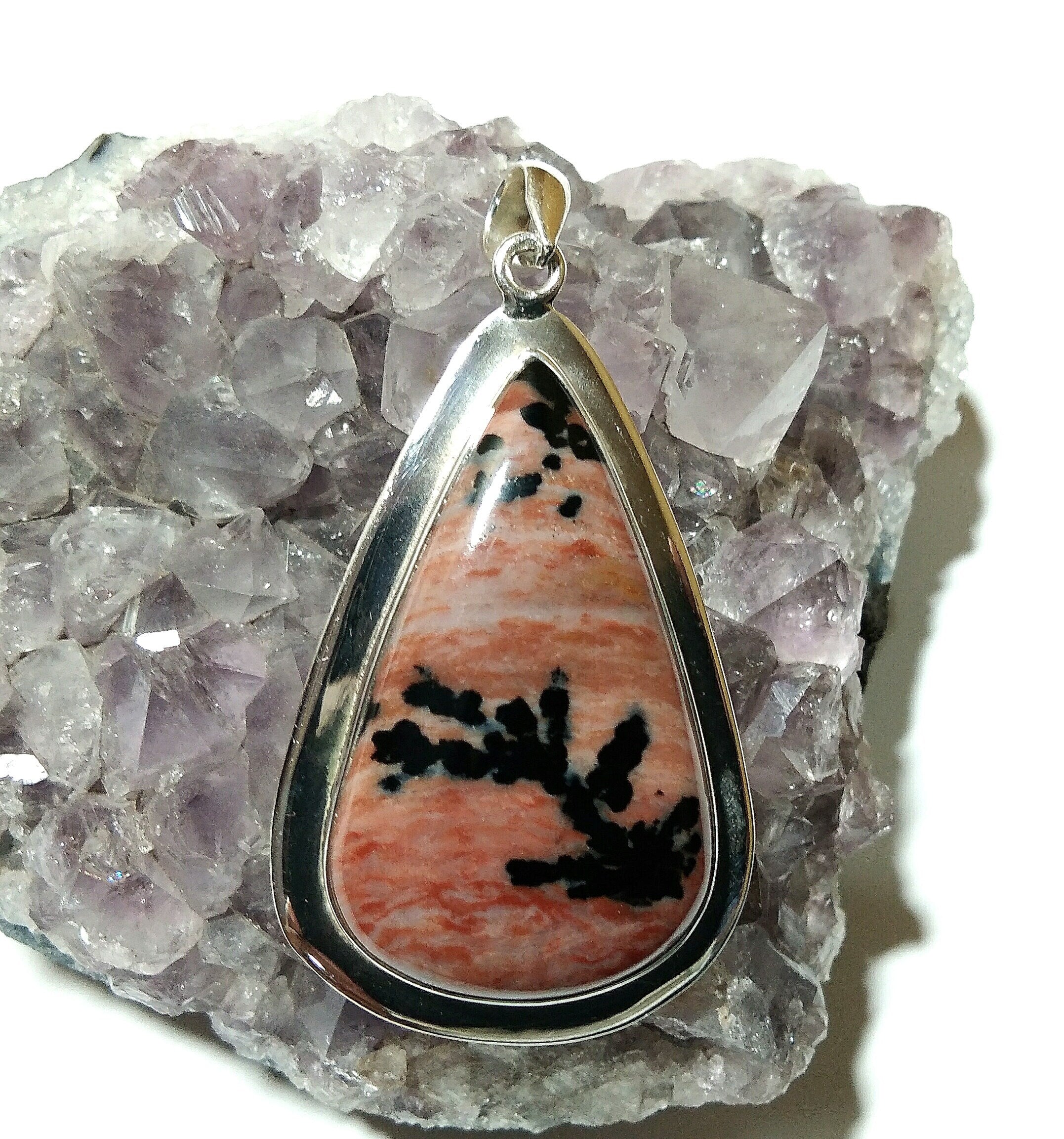 Natural Honey Dendrite Opal Stone Pendant Chain Necklace, 925 Sterling Silver Pendant Designer, Honey Dendrite Stone Pendant Gift For Her